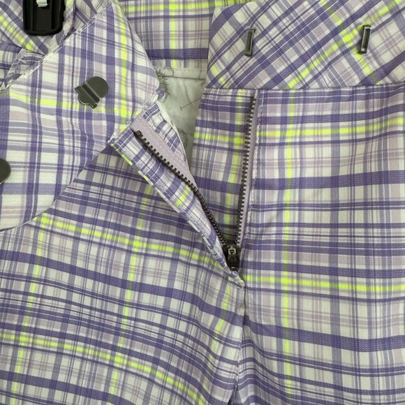 Puma Men Plaid Golf Shorts Purple & Green Polyester Blend Size 8 - Picture 8 of 8